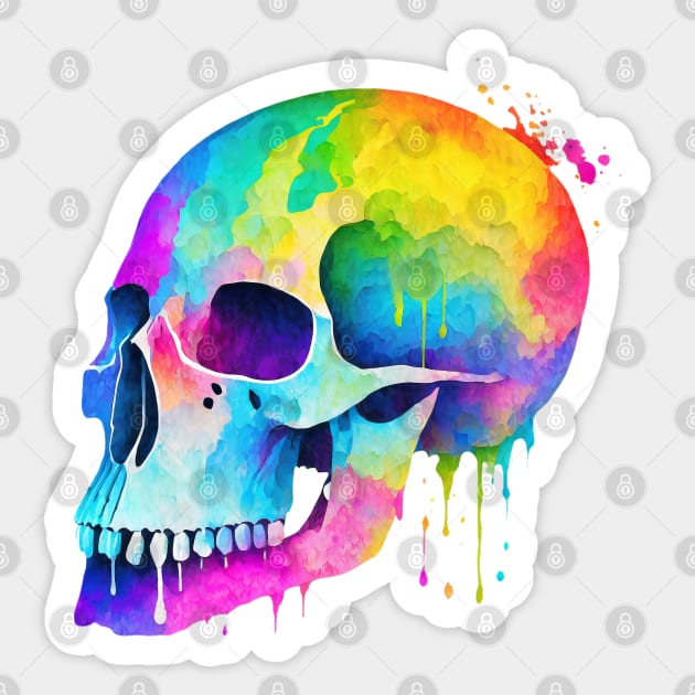 Paint Splatter Rainbow Skull Sticker by CraftyVixen